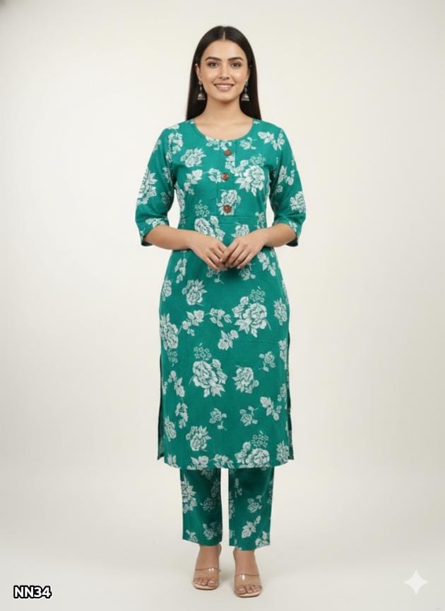 Rayon Printed Kurti Pant Set for Women