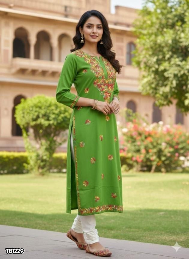 Lucknawi Chikankari Cotton Multicolour Thread Kurti