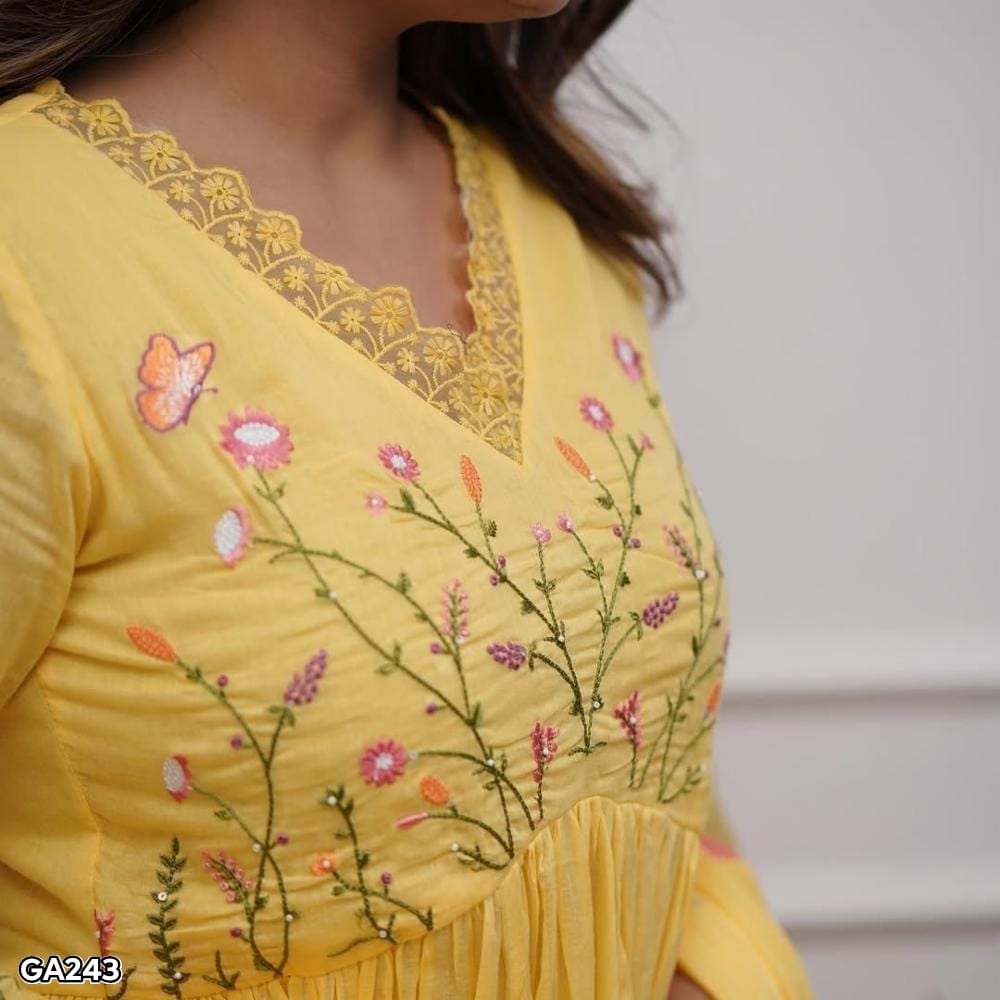 Elegant Cotton Embroidery Kurti Pant Dupatta