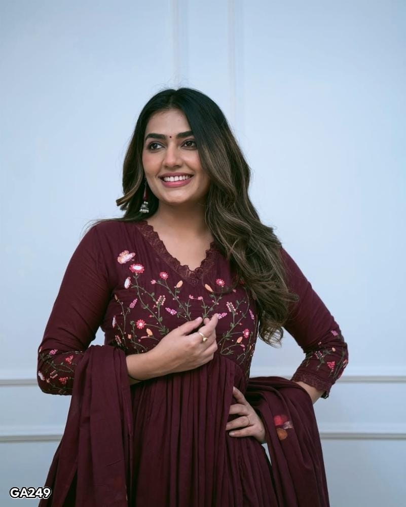 Elegant Cotton Embroidery Kurti Pant Dupatta