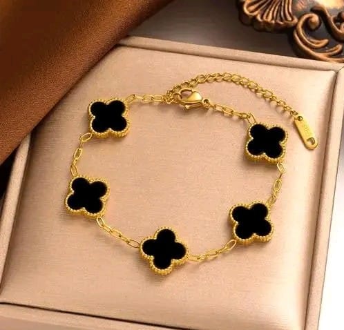 Anti Tarnish Stainless Steel Gold Korean Black Stylish Bracelet