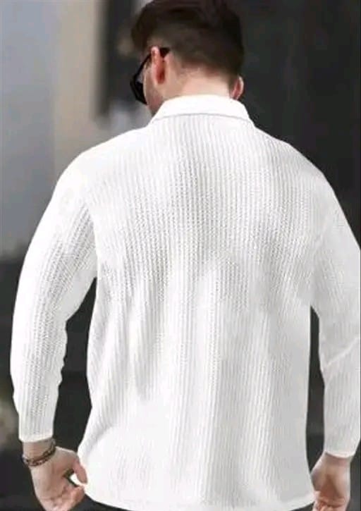 Men Polo Neck Full Sleeve Cotton Blend Regular Tshirt