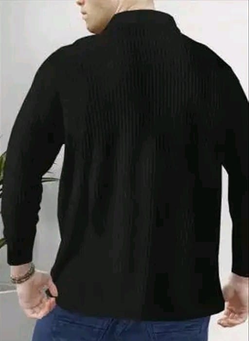 Men Polo Neck Full Sleeve Cotton Blend Regular Tshirt