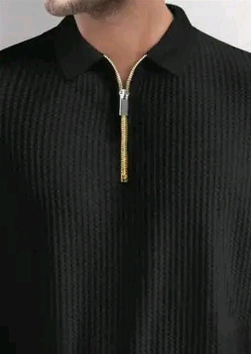 Men Polo Neck Full Sleeve Cotton Blend Regular Tshirt